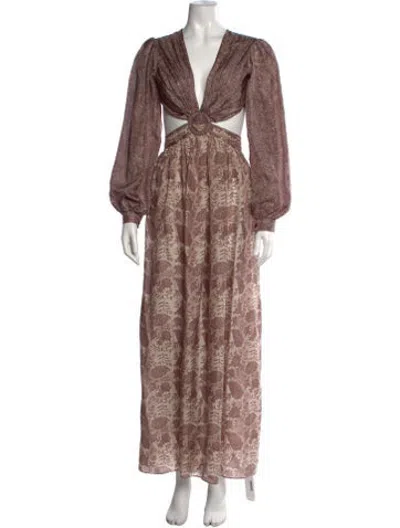 Pre-owned Hannah Artwear Silk Long Dress In Neutrals