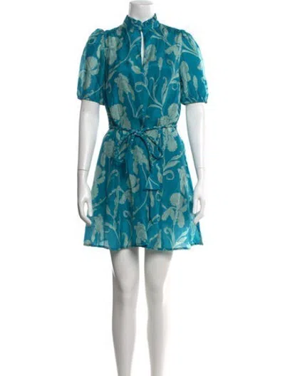 Pre-owned Hannah Artwear Silk Mini Dress W/ Tags In Blue