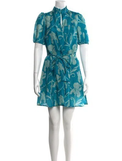 Pre-owned Hannah Artwear Silk Mini Dress W/ Tags In Blue