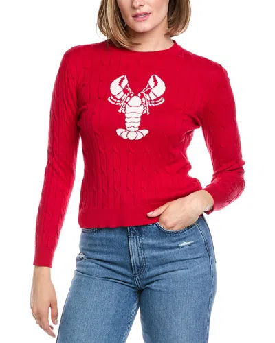 Hannah Rose Lobster Cable Cashmere-blend Sweater In Red