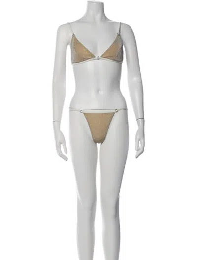 Pre-owned Hanne Bloch Glitter Accents Bikini W/ Tags In White