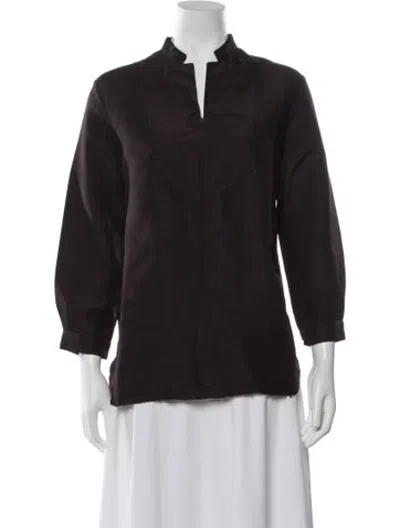 Pre-owned Hannoh Wessel Three-quarter Sleeve Top In Purple