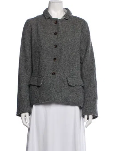 Pre-owned Hannoh Wessel Virgin Wool Tweed Pattern Jacket In Grey