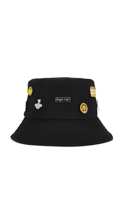 Happy Caps Pin Bucket Hat In Black
