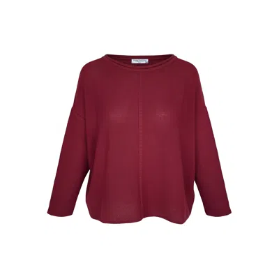 Haris Cotton Women's Red Knitted Long Sleeved Blouse Bordeaux