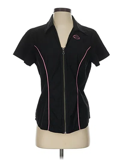 Pre-owned Harley Davidson Short Sleeve Top Black Keyhole Neckline Tops