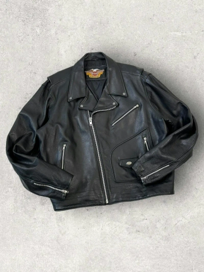Pre-owned Harley Davidson X Leather Jacket Y2k Harley Davidson Genuine Leather Biker Jacket In Black