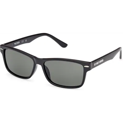 Harley-davidson Rounded Rectangular Acetate Sunglasses In Black