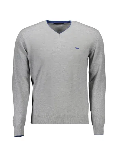 Harmont & Blaine Embroidered-logo V-neck Sweater In Gray