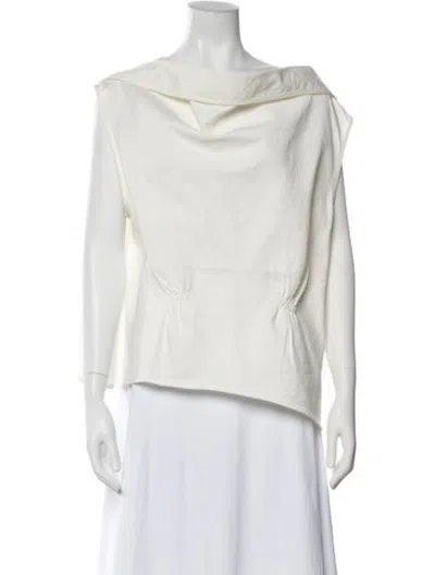 Pre-owned Harris Tapper Cowl Neck Sleeveless Top In White
