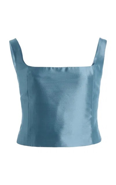 Harris Tapper Exclusive Isabella Wool-silk Top In Blue