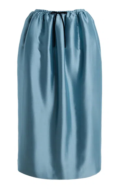 Harris Tapper Exclusive Ophelia Wool-silk Midi Skirt In Blue