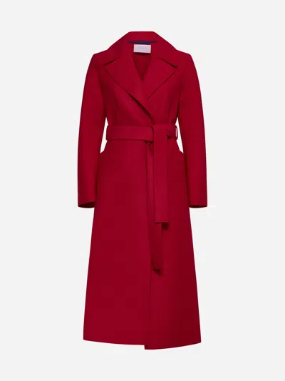 Harris Wharf London Belted Wool Coat In Lipstick