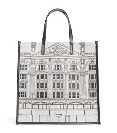 Harrods Building Shopper Bag In White