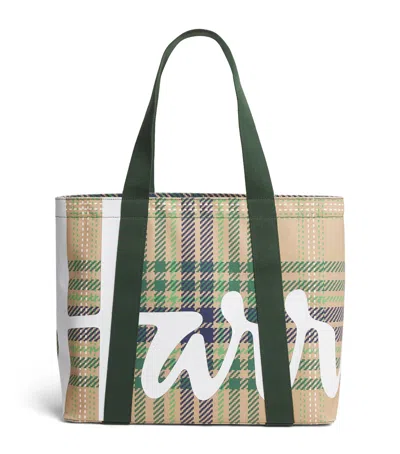Harrods Medium Tartan Check Tote Bag In Green