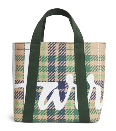 Harrods Mini Tartan Check Tote Bag In Green