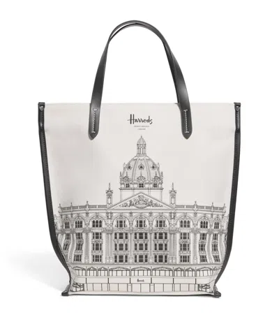 Harrods Small Building Shopper Bag In White