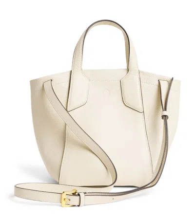 Harrods Small Leather Freya Tote Bag In Neutral