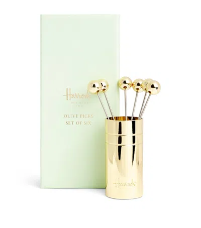 Harrods Stainless Steel Olive Picks In Gold