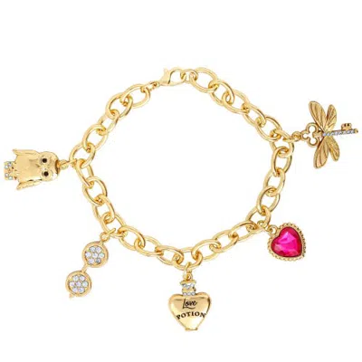 Harry Potter Charm Bracelet For Women Official License, 7.5" In Gold
