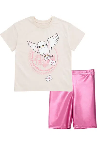 Harry Potter Kids'  Hedwig 2-piece T-shirt And Bike Shorts Set In Multi