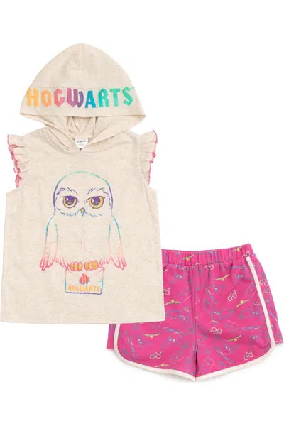 Harry Potter Kids'  Hedwig Sleeveless Hooded Tank And Shorts Set In Pink