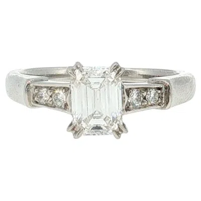 Pre-owned Harry Winston Harrry Winston Platinum Engagement Ring 0.77ct Emerald Round Diamond D Vvs2 Gia In Green