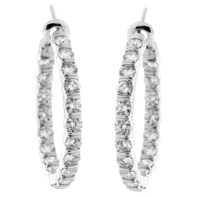 Pre-owned Harry Winston Platinum 6ct Diamond Hoop Earrings In Multiple