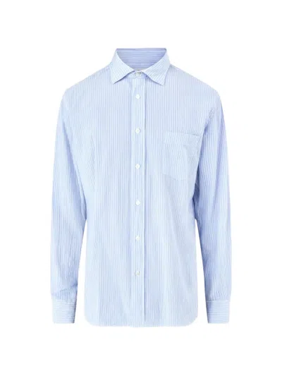Hartford Striped Seersucker Shirt In Blue