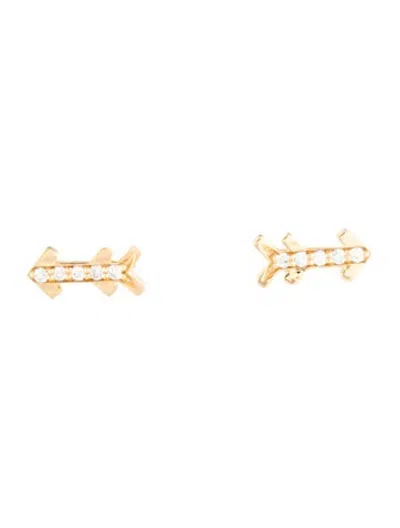 Pre-owned Harwell Godfrey 18k Diamond Arrow Stud Earrings In Multicolor