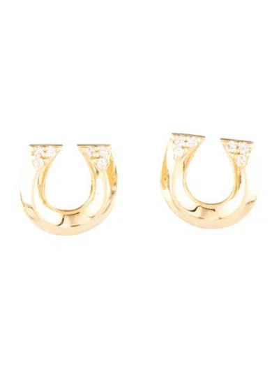 Pre-owned Harwell Godfrey 18k Diamond Tiny Horseshoe Stud Earrings In Multicolor