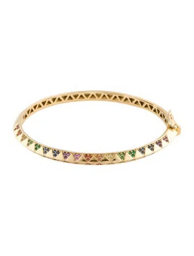 Pre-owned Harwell Godfrey 18k Multistone Knife Edge Rainbow Bangle, 6.25" In Multicolor