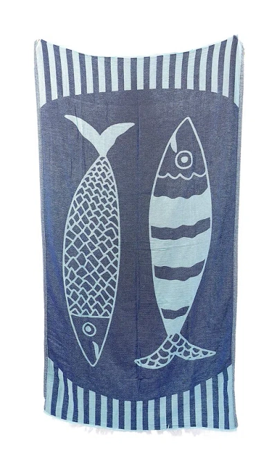 Hat Attack Novelty Towel In Navy & Teal