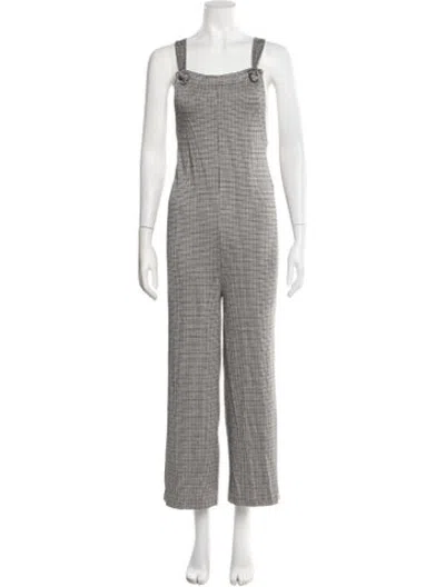 Pre-owned Hatch Merino Wool Plaid Print Overalls In Grey