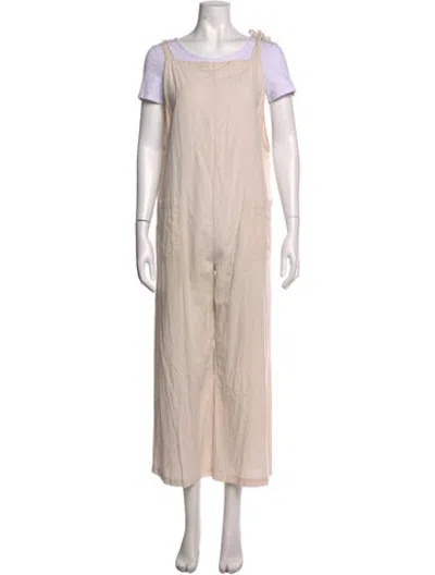 Pre-owned Hatch Square Neckline Jumpsuit In Neutrals