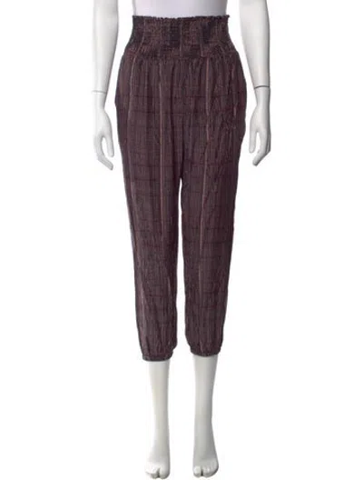 Pre-owned Hatch Striped Straight Leg Pants In Purple
