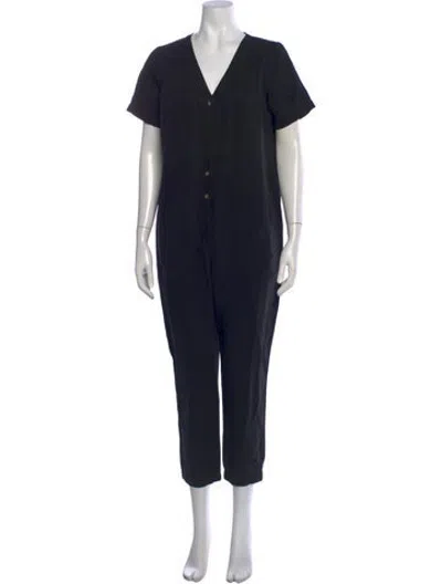 Pre-owned Hatch V-neck Jumpsuit In Black