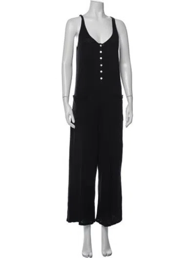 Pre-owned Hatch V-neck Jumpsuit In Black