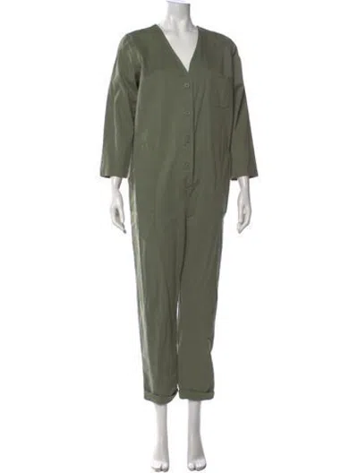 Pre-owned Hatch V-neck Jumpsuit In Green