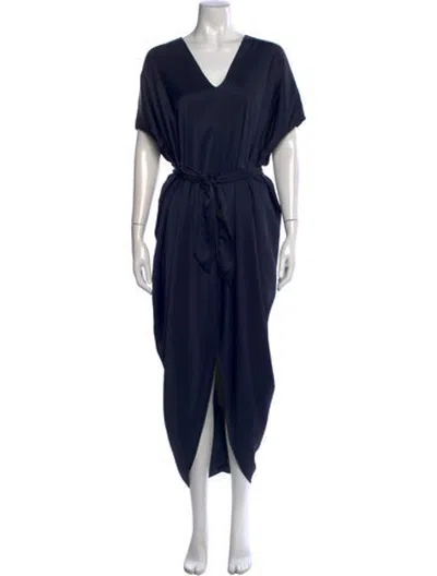 Pre-owned Hatch V-neck Long Dress In Blue