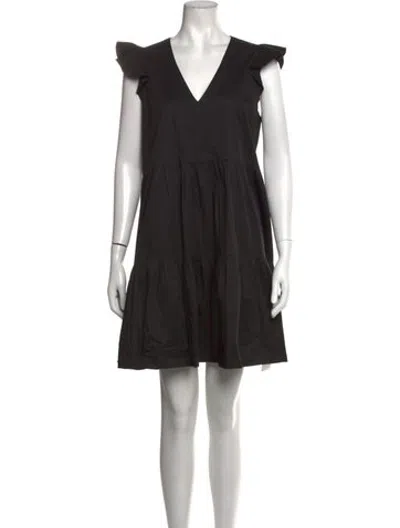 Pre-owned Hatch V-neck Mini Dress In Black