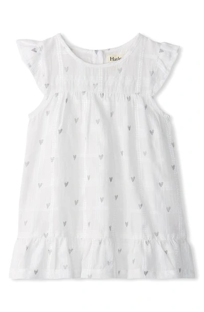 Hatley Babies' Glitter Hearts Flounce Dress In White