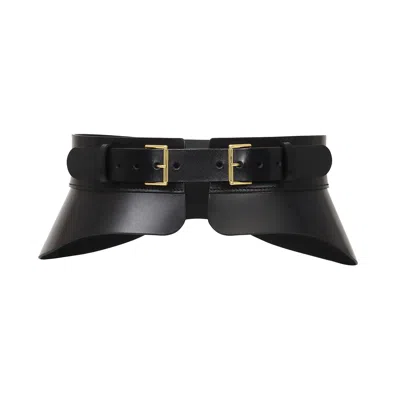 Haute Cuir Black Crescent Peplum Belt