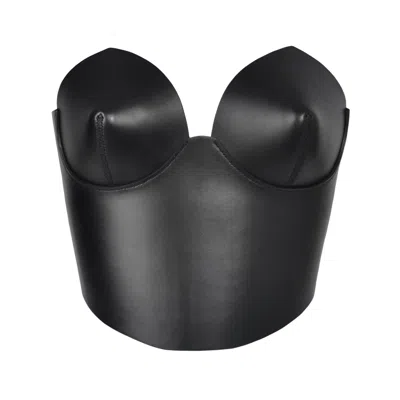 Haute Cuir Black Leather Overbust Corset