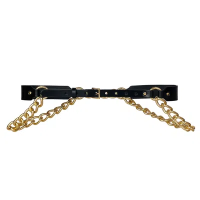 Haute Cuir Black Slim Chained Belt