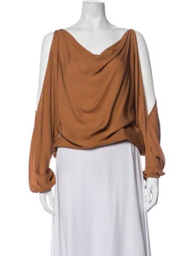 Pre-owned Haute Hippie Silk Cowl Neck Top In Brown