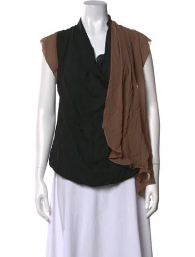 Pre-owned Haute Hippie Silk V-neck Blouse In Black