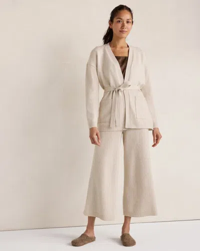 Haven Well Within Cotton Blend Ribbed Wide Leg Pants In Heather Cream