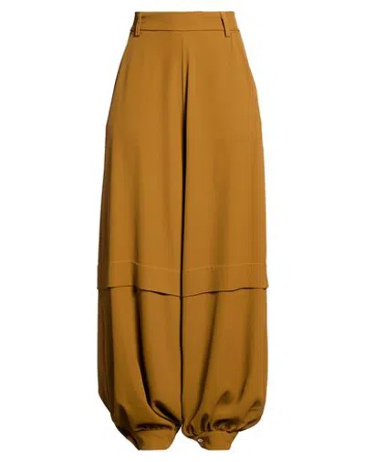Haveone Woman Pants Mustard Size M Polyester, Elastane In Brown