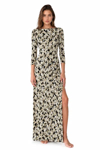 Hawa Made From Love Ecru Maha Abstract Open-back Maxi Dress In Multi